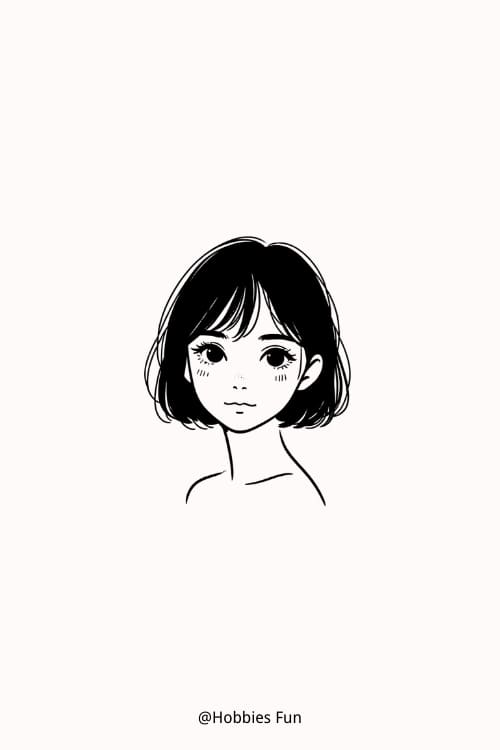 Girl with Short Hair Drawing