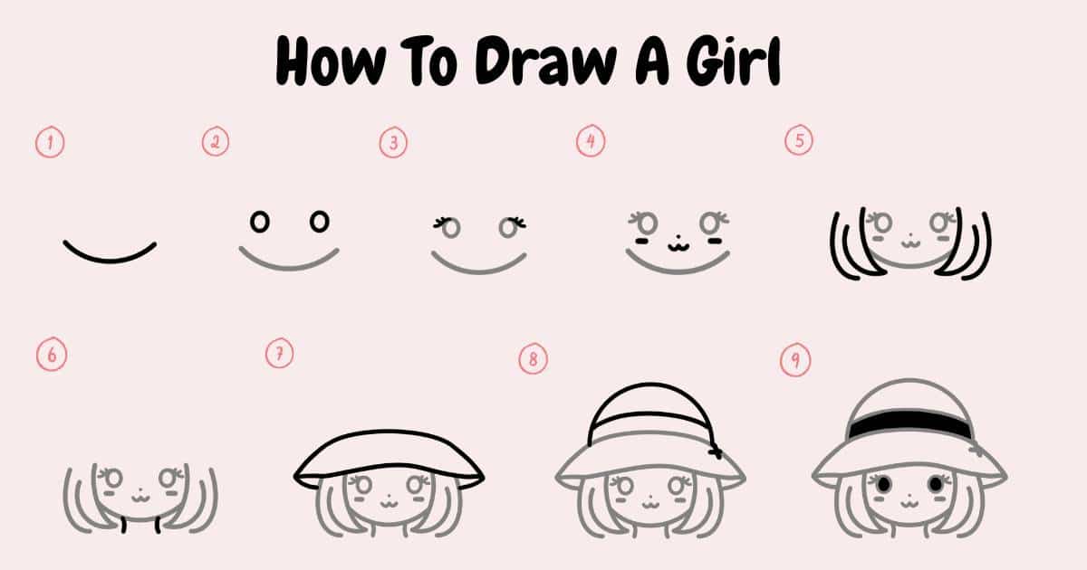 Step by step to draw a cute girl. Drawing tutorial a cute girl. Drawing  lesson for children. Vector illustration 26273353 Vector Art at Vecteezy