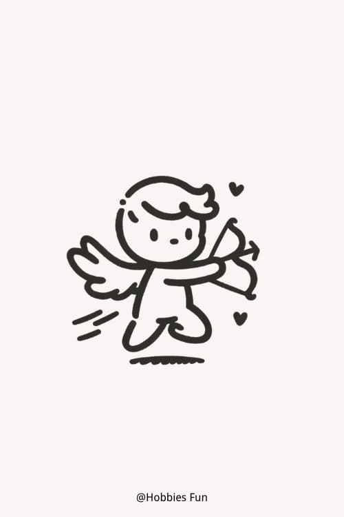 Doodle drawing ideas, Cupid