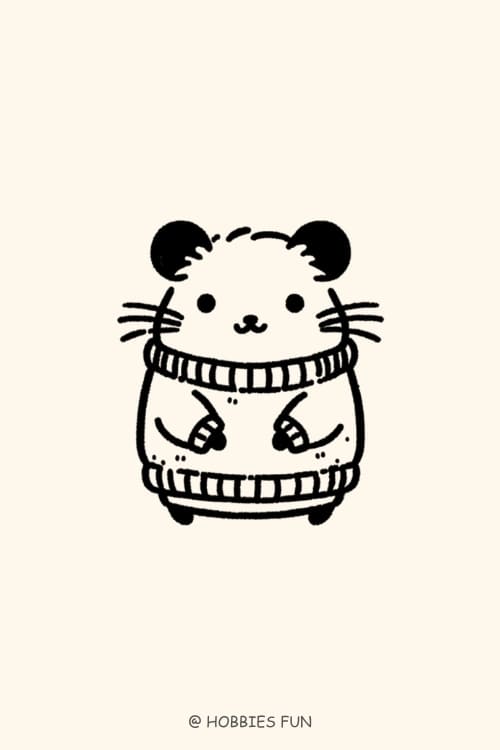 cute aesthetic drawing, Hamster In Sweater