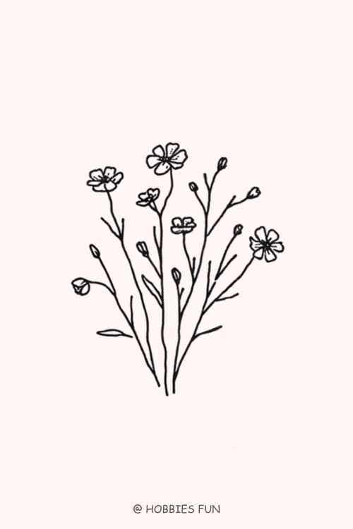 easy drawings aesthetic, Wildflowers