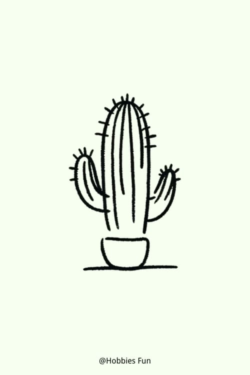 Easy cute cactus doodle to draw