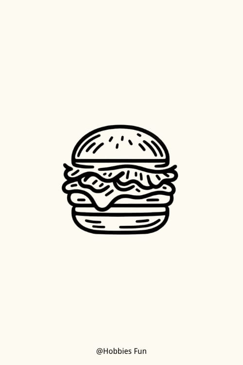 Easy cute hamburger doodle to draw