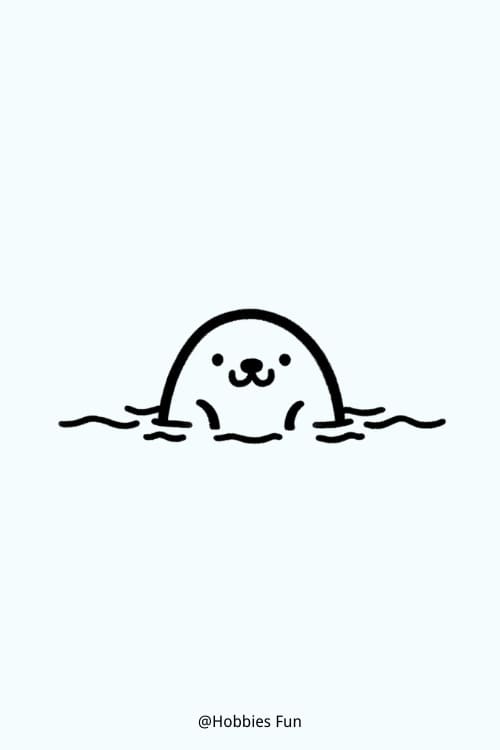 Easy cute seal doodle to draw