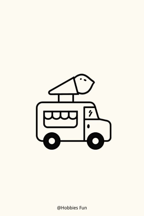 Doodle drawings easy, Ice Cream Truck