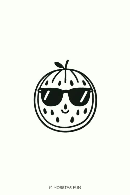 simple drawings aesthetic, Watermelon with Sunglasses