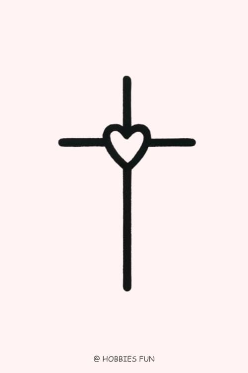 simple easy tattoo ideas, Heart-Cross