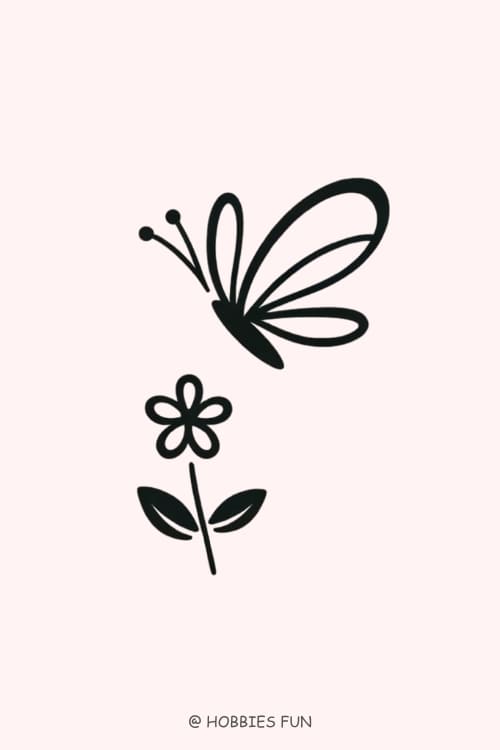 small simple tattoos, Butterfly and Flower