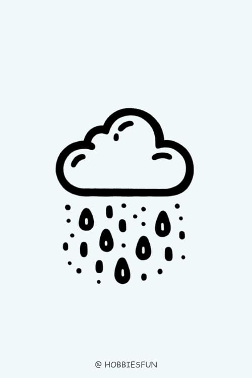 Easy Drawing Idea Cloud With Raindrops