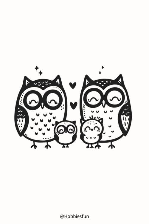 Owls Drawing, Owl Family