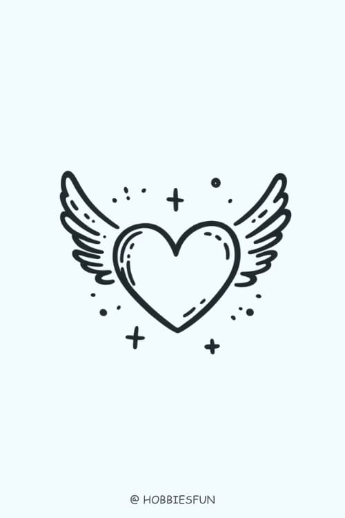 Things To Practice Drawing, Heart With Wings