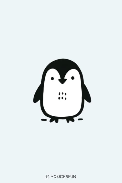 Cute Animal Drawings Easy, Penguin