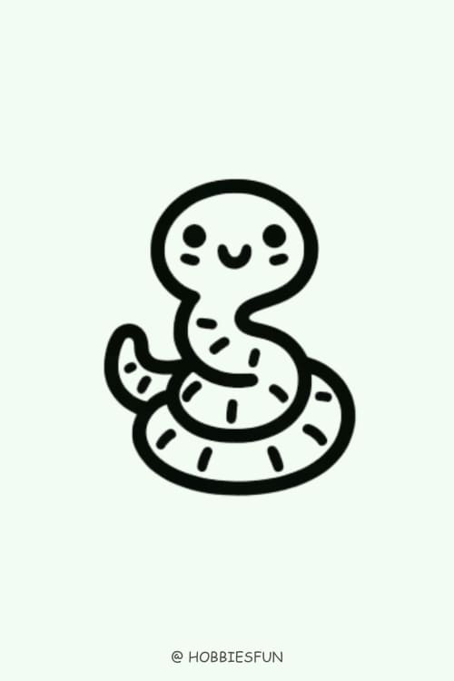 Cute Easy Animal To Draw, Snake