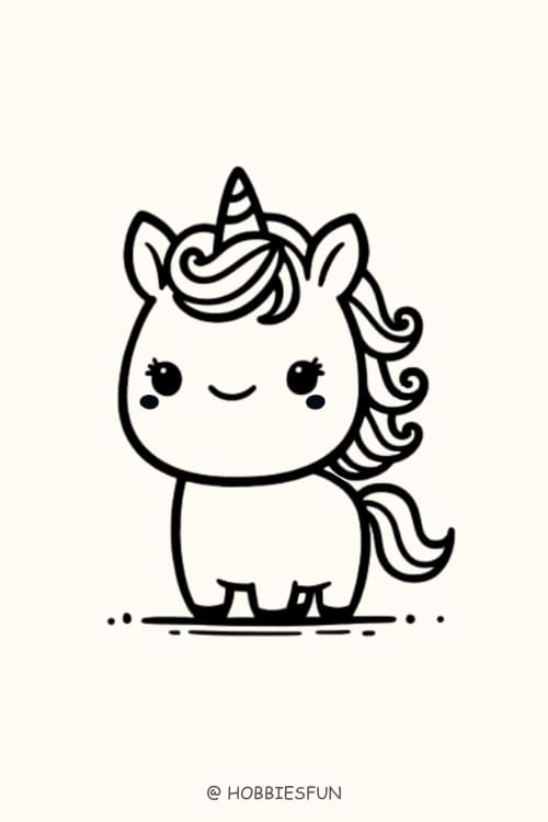 Cute Easy Animal To Draw, Unicorn