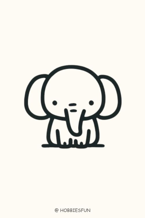 Cute Easy Animals To Draw, Elephant