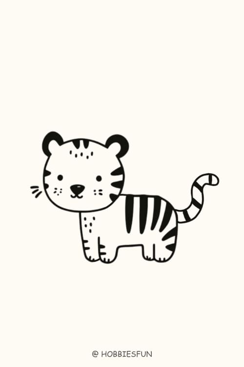 Cute Simple Animal To Draw, Tiger