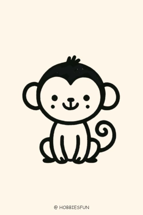 Simple Animals To Draw, Monkey