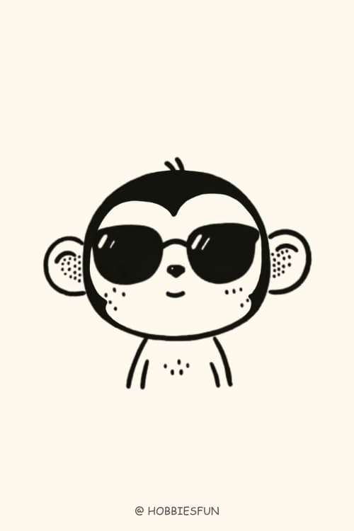 Cool Monkey Drawing, Monkey Wearing Sunglasses