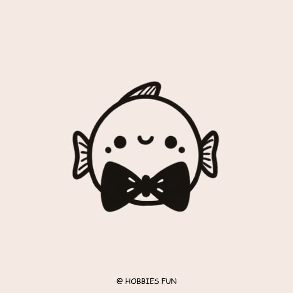 Cute Fish Drawing, Fish With Bow Tie