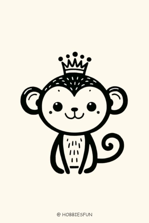 Draw A Monkey Easy, Monkey With Crown