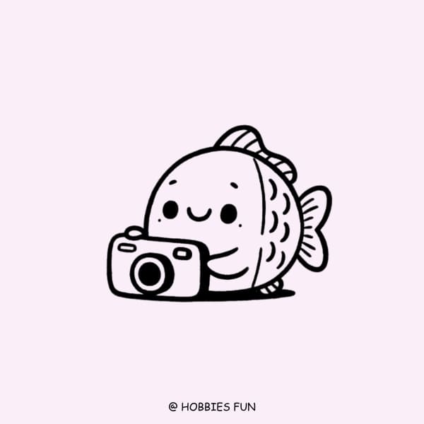 Kawaii Fish Drawing, Fish With Camera