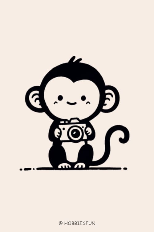 Easy To Draw Monkey, Monkey With Camera
