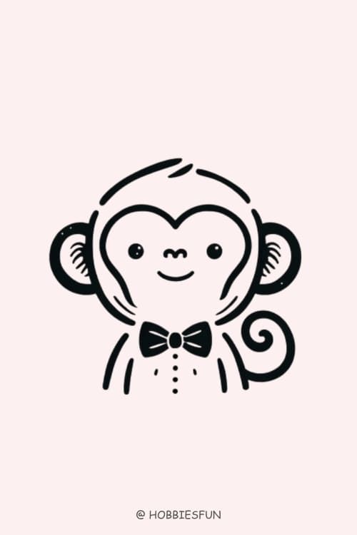 Monkey Sketch, Monkey Wearing Bow Tie