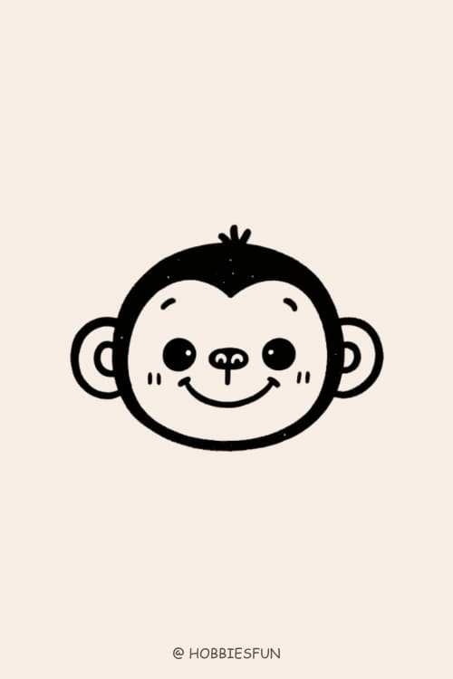 Monkey Face Drawing, Smiley Monkey