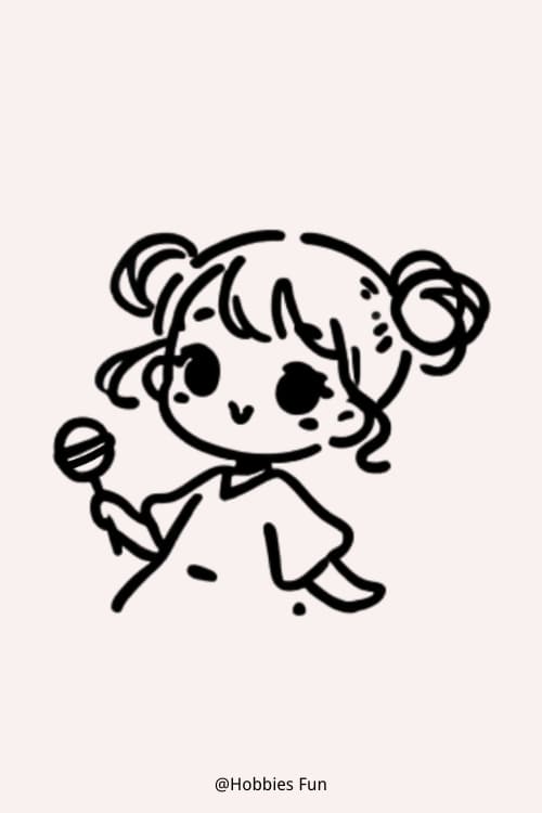 Anime Girl Drawing Easy, Girl With Lollipop