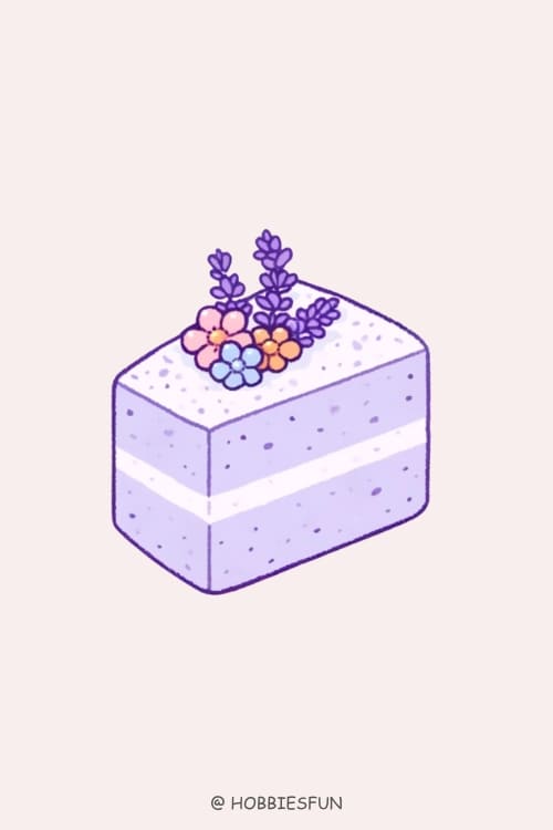 Beautiful Cake Drawing, Lavender Cake