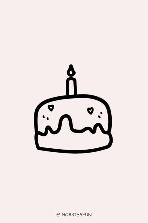 Easy Birthday Cake Drawing, Birthday Cake With Candle