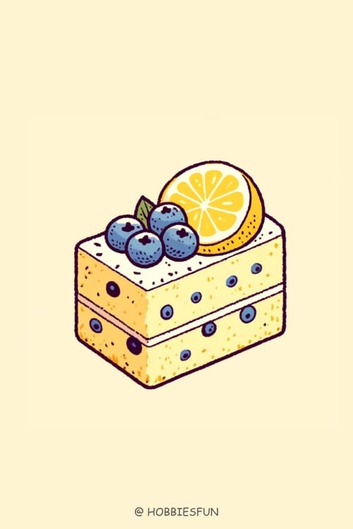 Cake Drawing, Blueberry Lemon Cake