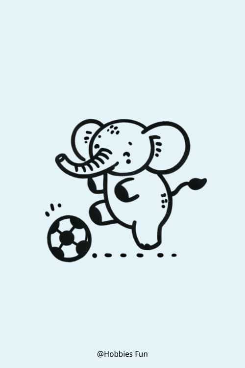 Cartoon Elephant Easy To Draw, Elephant Playing Soccer