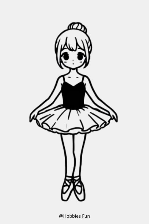 Cute Anime Girl Drawing Easy, Girl With Ballet Shoes And Tutu