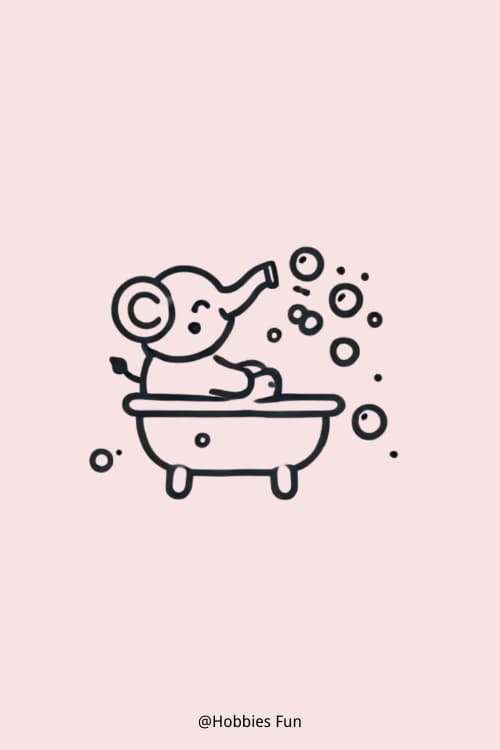 Cute Elephant To Draw, Elephant In Bubble Bath