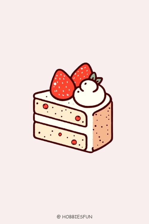 Cute Cake Drawing Easy, Strawberry Shortcake