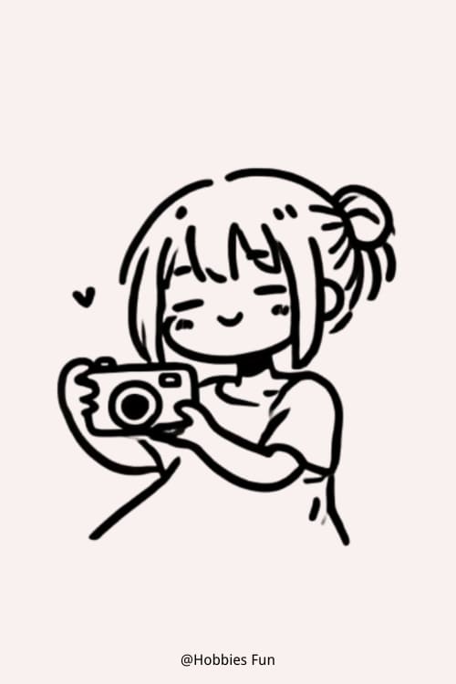 Easy Anime Girl Drawing, Girl With Camera