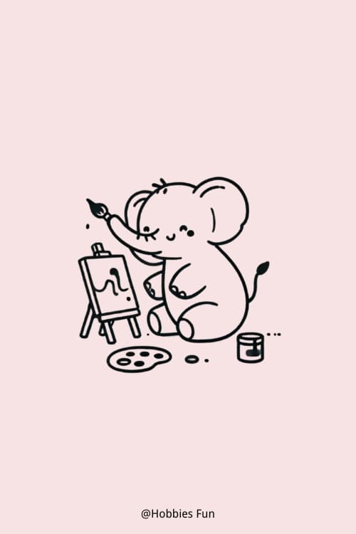 Easy Cute Elephant Drawing, Elephant Painting Picture