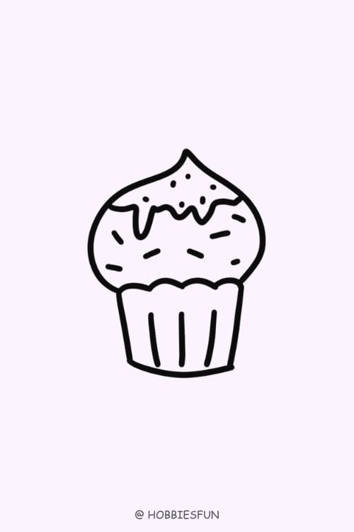 Easy Cupcake Drawing, Drip Cupcake