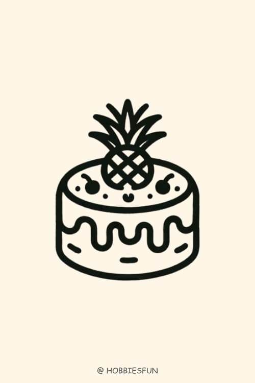 Easy Birthday Cake Drawing, Pineapple Cake