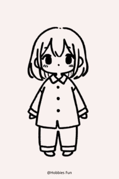 Simple Anime Girl Drawing, Girl In Pajamas