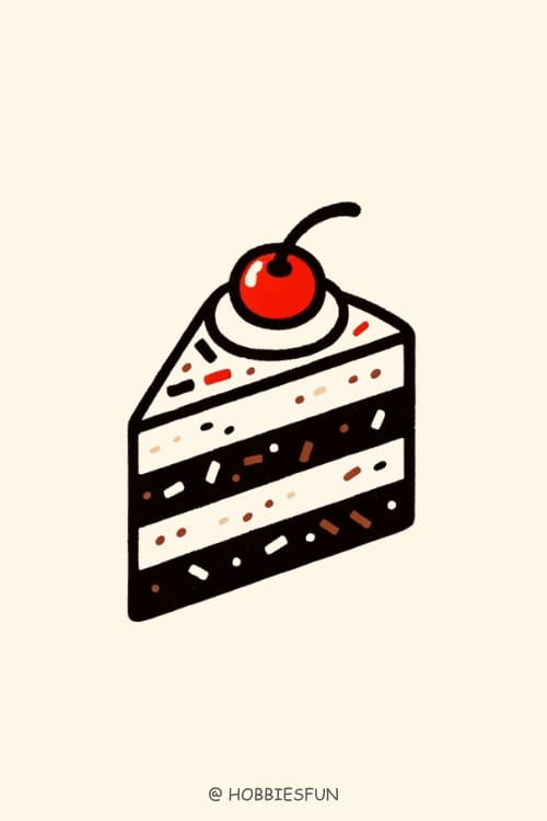 Simple Cake Drawing, Black Forest Cake