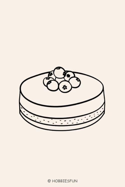 Simple Cake Drawing, Blueberry Cheesecake