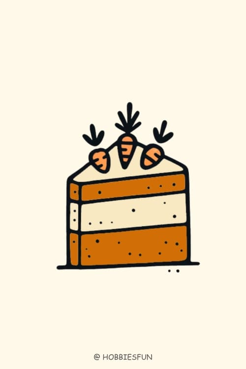 Simple Cake Drawing, Carrot Cake
